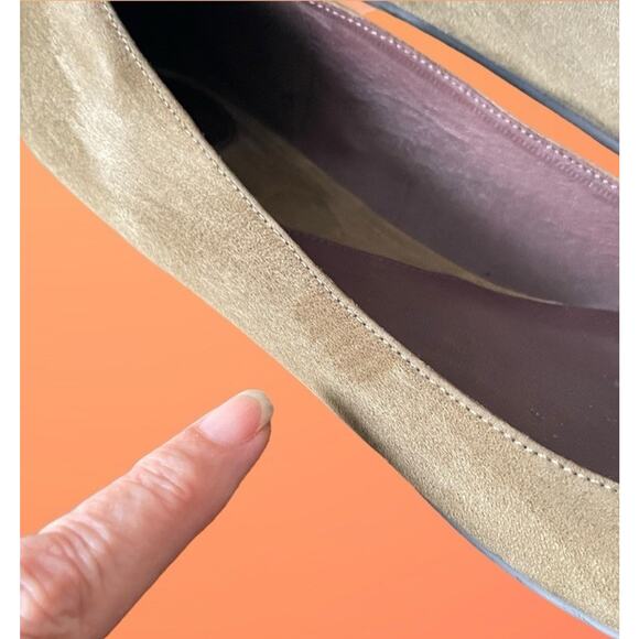 Diane Von Furstenberg Womens DVF Green Suede Flats Gold Knot Logo Size 11 - Picture 9 of 12